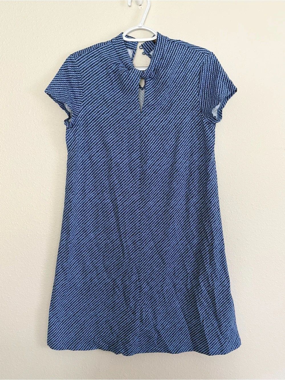 J. McLaughlin Blue Catalina Cloth Short Sleeve Stretch Midi Dress Size S Preppy